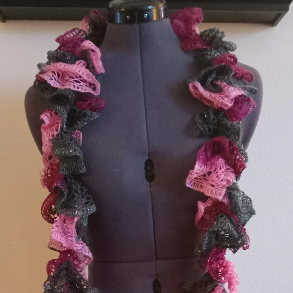 Pink & Green Ruffle Sparkle Scarf‎